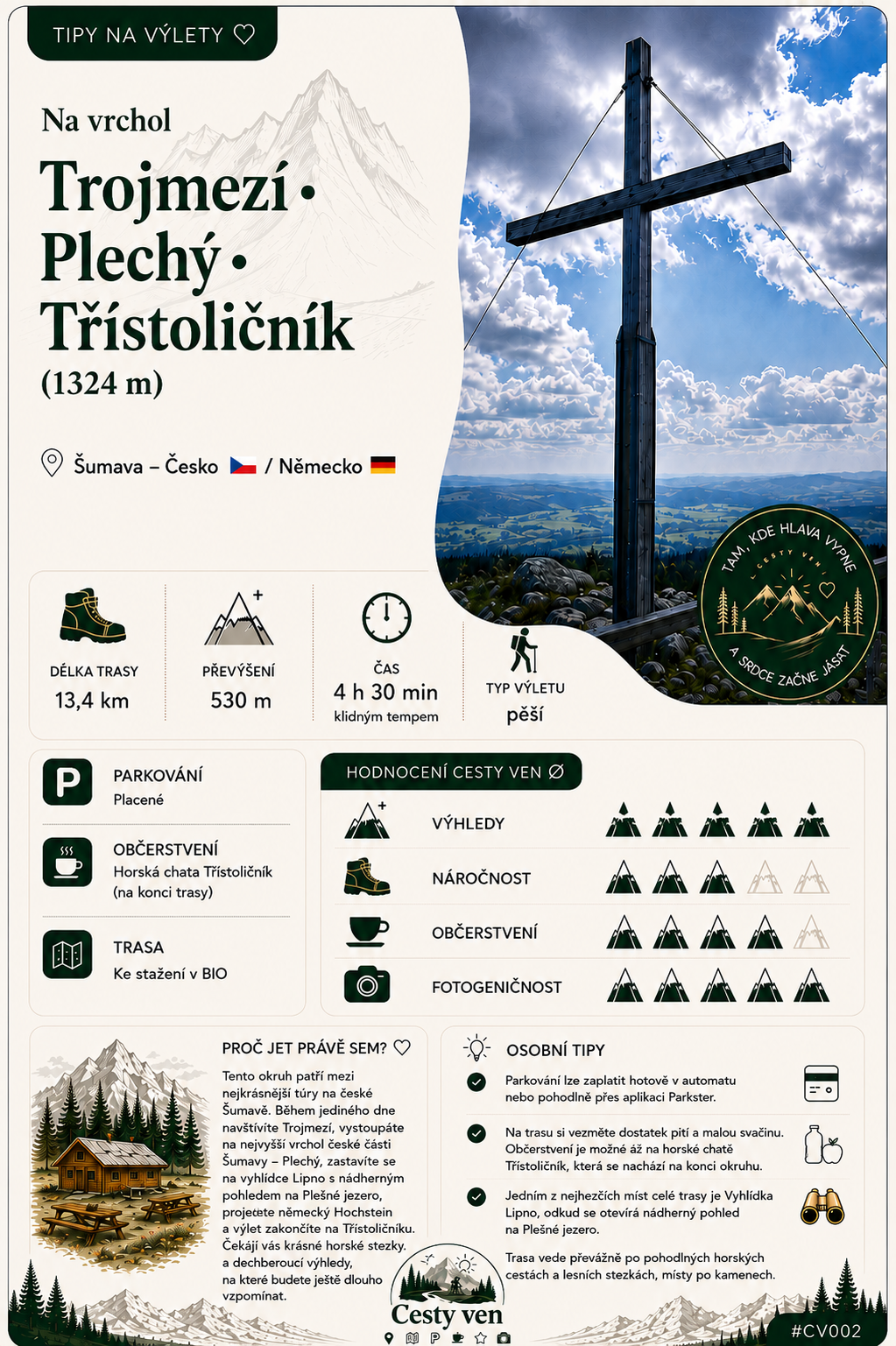 #CV002 - Na vrchol Trojmezí • Plechý • Třístoličník- Pěšky